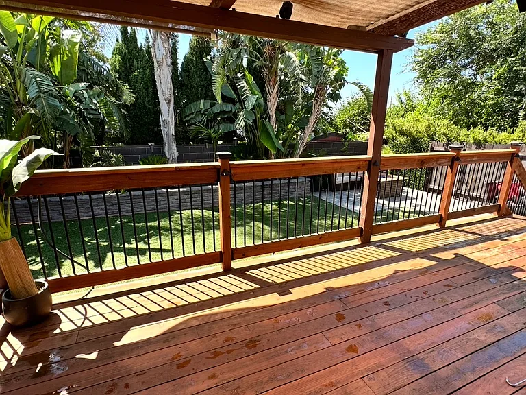 Private deck and back yard