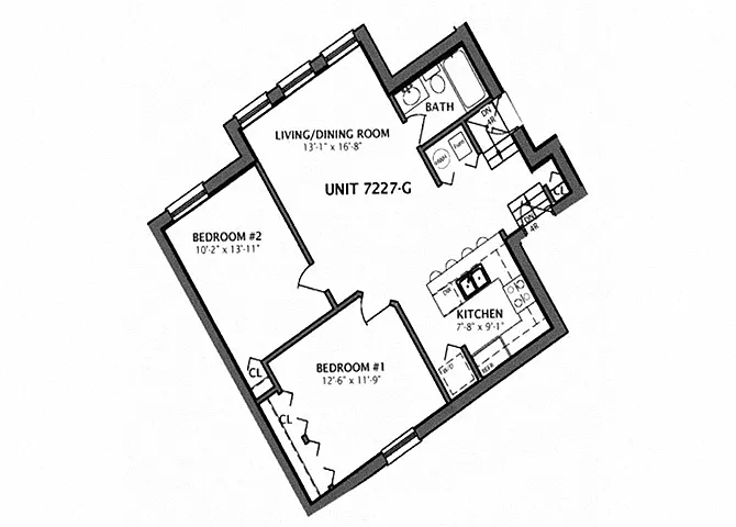 Floor plan 2 Bedroom | 1 Bath (C11)