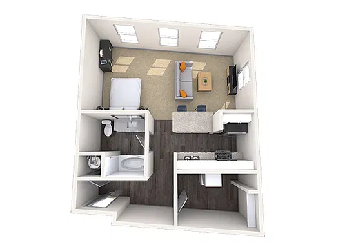Floor plan Studio 0x1 653-763 SF