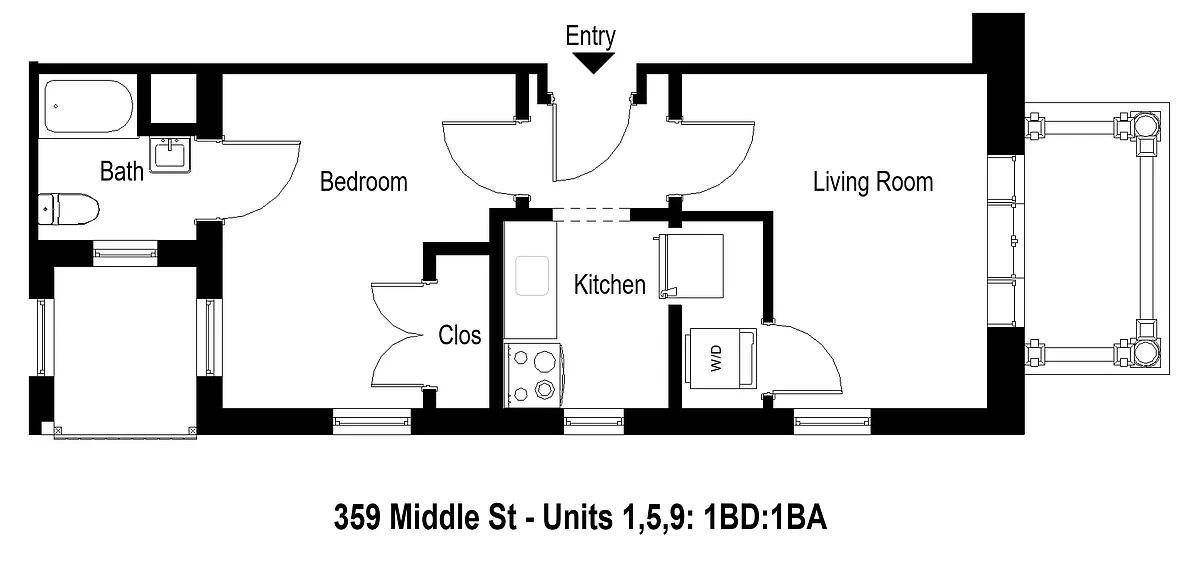 Floor plan 359 Middle 1BD 1BA Efficiency