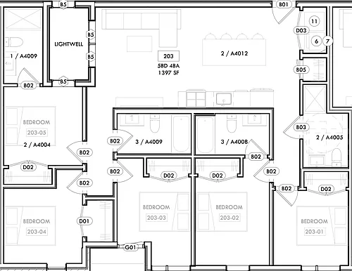 Floor plan Private Bath - 5 Person Suite
