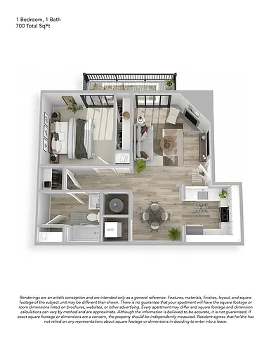 Floor plan 1x1 Renovated