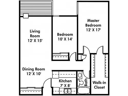 Floor plan 2 Bed 1 Bath