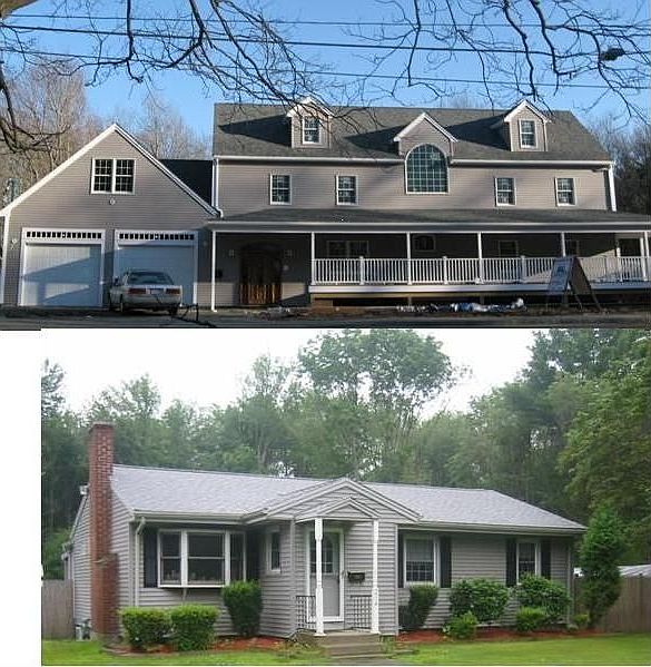 old and new house