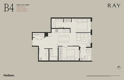 Floor plan 2 Bedroom + 2 Bath