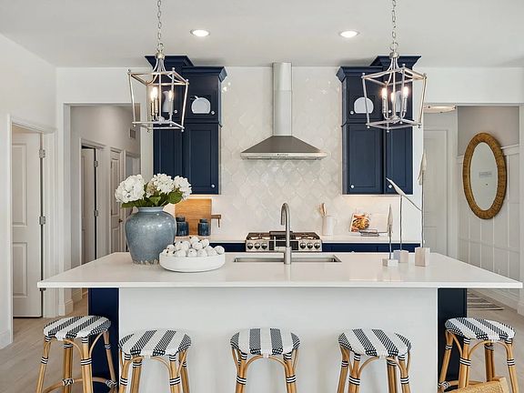 Kitchen with pendant lighting