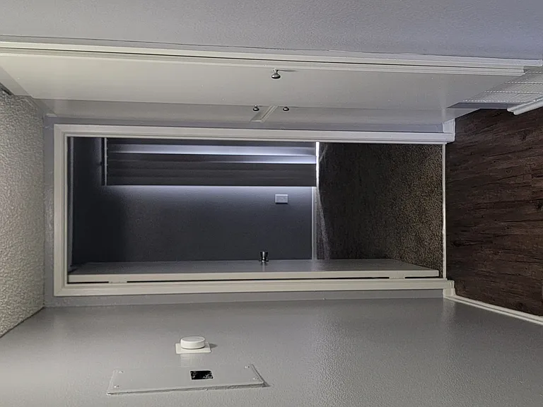 Bedroom hallway with lots of closet space at Grand Oaks Apartments in Lake Elsinore, California.