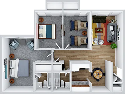Floor plan 3 Bedroom 2 Bath Mid Upgrade