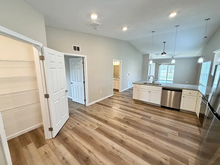 Wide angle view of the kitchen