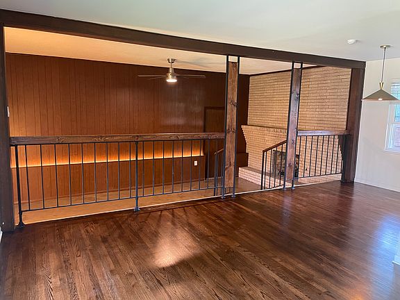 View from front door. Upper-level dining room and sitting area.