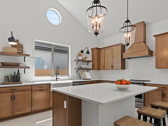 Kitchen with floating shelves