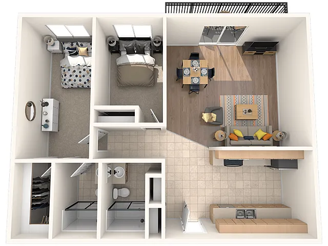 Floor plan Two Bedroom, Two Bath
