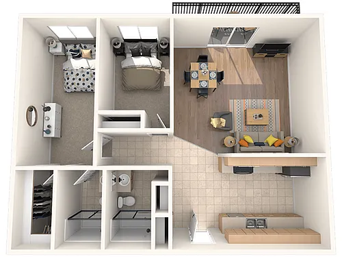 Floor plan Two Bedroom, Two Bath