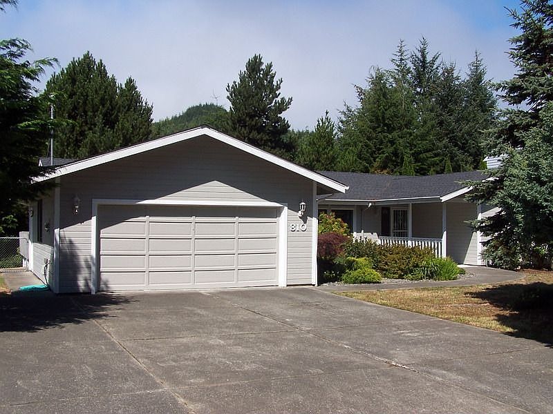 Exterior front. Double car garage.
