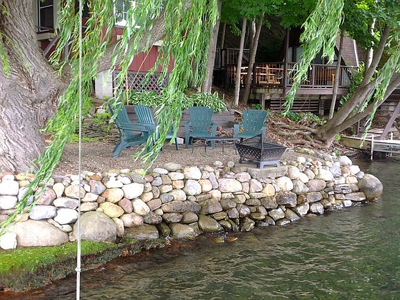 fire pit in front of storage