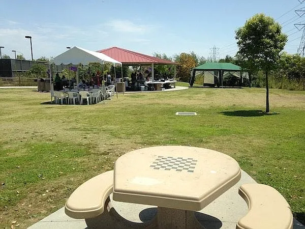 community park with chess table