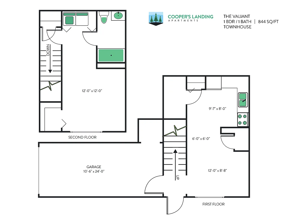 Floor plan 1 Bed, 1 Bath Loft - 884 sq ft