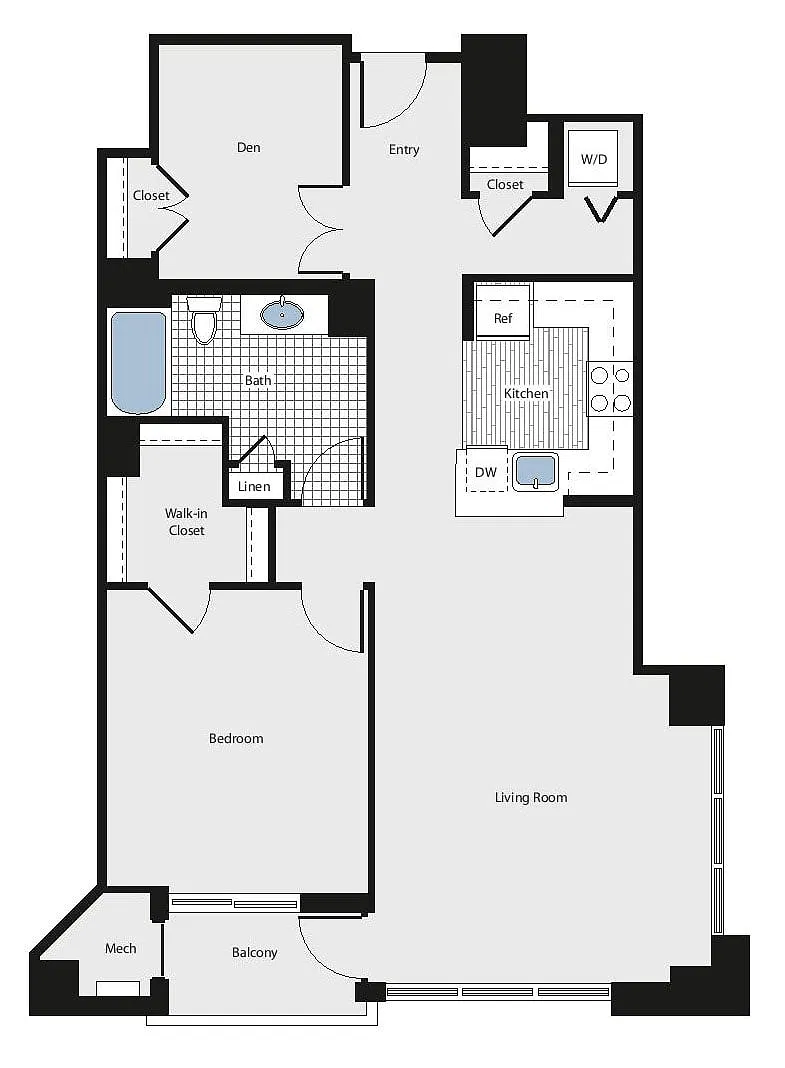 Floor plan 1 Bed/1 Bath - aad4