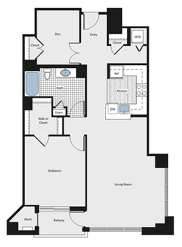 Floor plan 1 Bed/1 Bath - aad4