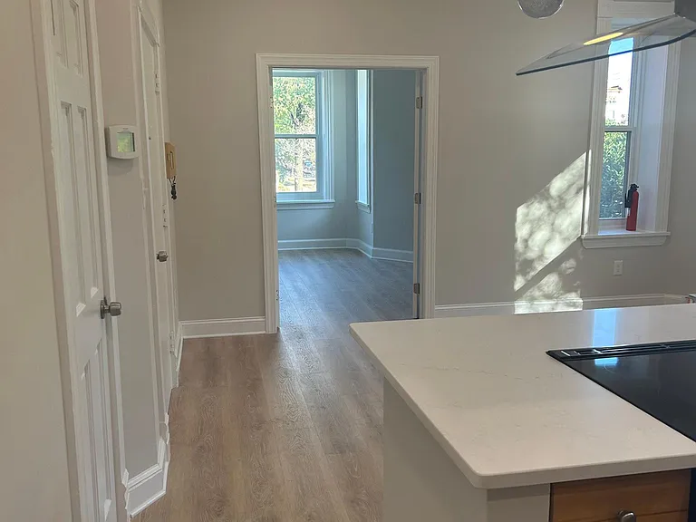 Kitchen view to living room and 2nd bedroom