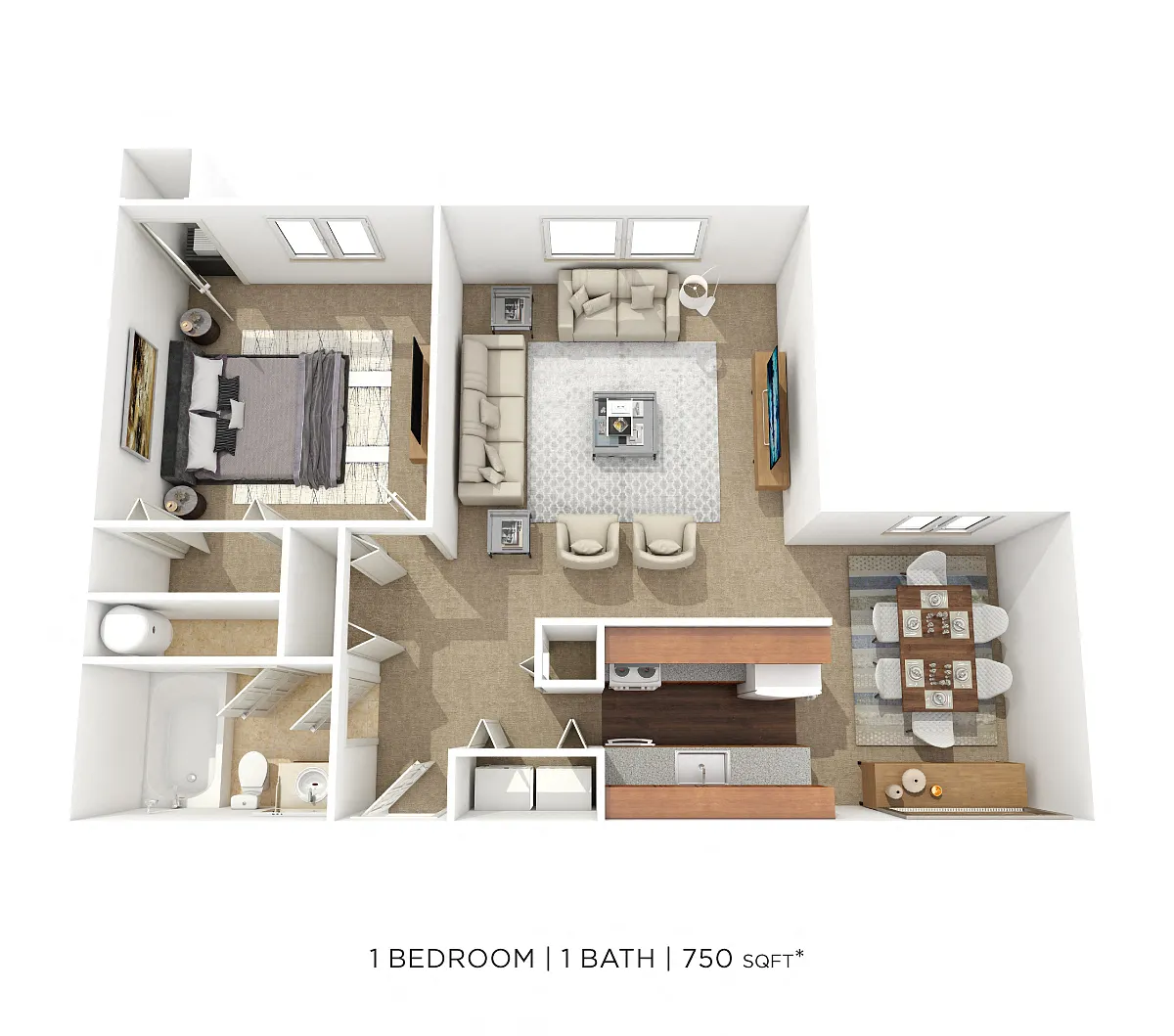 Floor plan One Bedroom-750 sqft