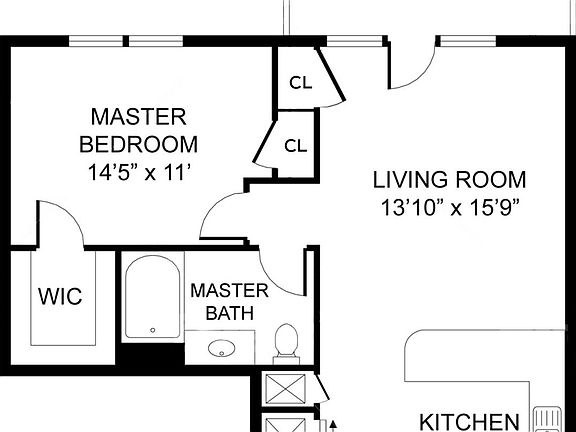 Reverse layout, bedroom is on the right Dimensions are the same
