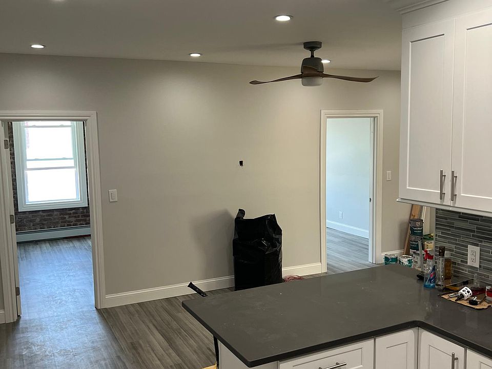 kitchen island leading into living room