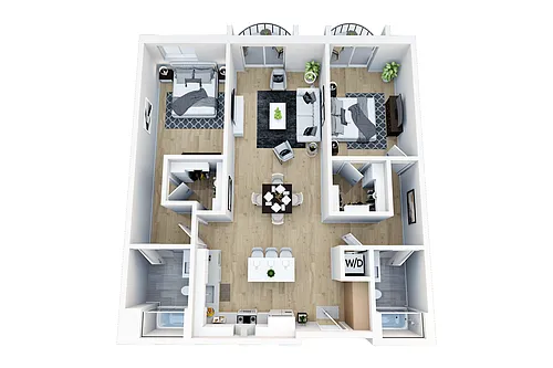 Floor plan 2 Bedroom, 2 Bath