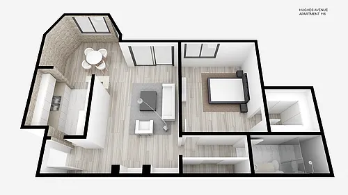 Floor plan One Bed ~ One Bath