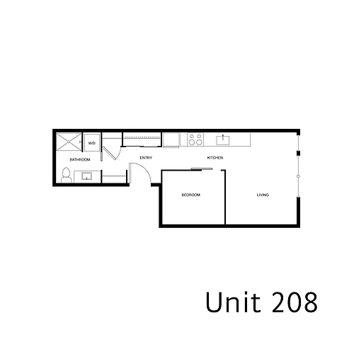 Floor plan 1 Bed 1 Bath - Type 8
