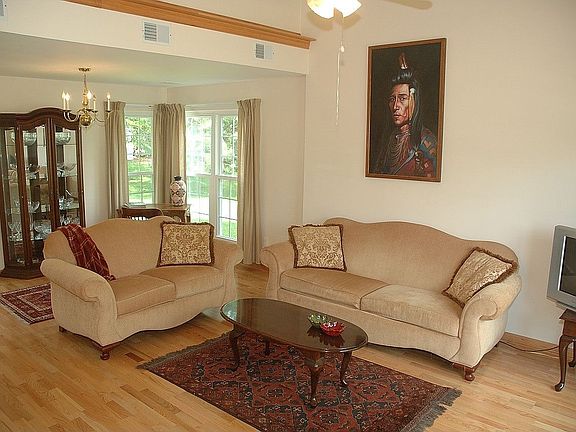 Two story living room