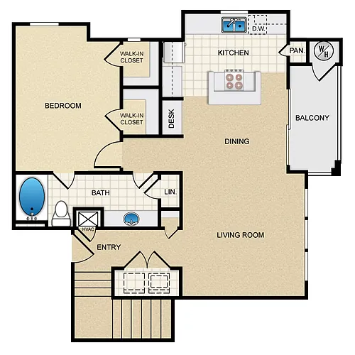 Floor plan One Bedroom A7G