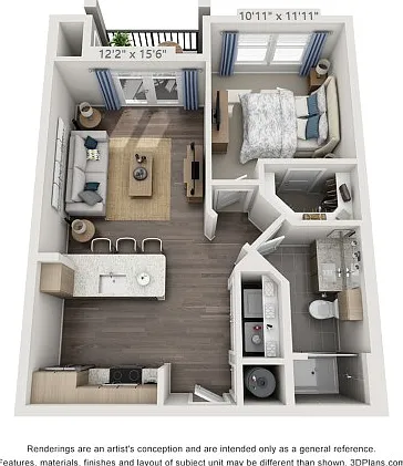 Floor plans are artist's rendering. All dimensions are approximate. Actual product and specifications may vary in dimension or detail. Not all features are available in every apartment. Prices and availability are subject to change. Floor plans are artist
