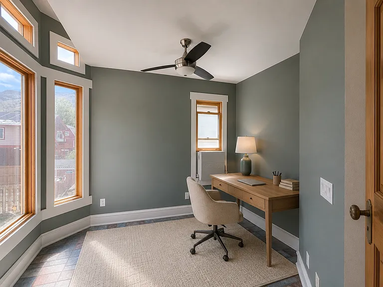 Upstairs den, digitally staged