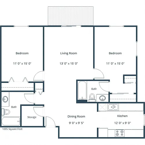 Floor plan Two Bedroom 22A