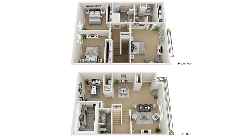Floor plan 3x2.5 Townhome