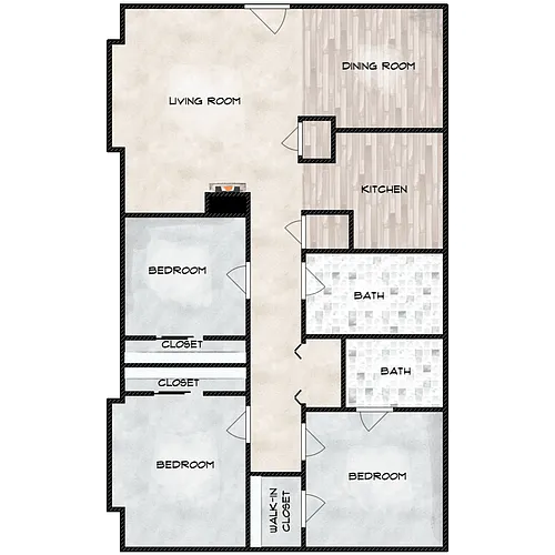 Floor plan 3 Bed 2 Bath