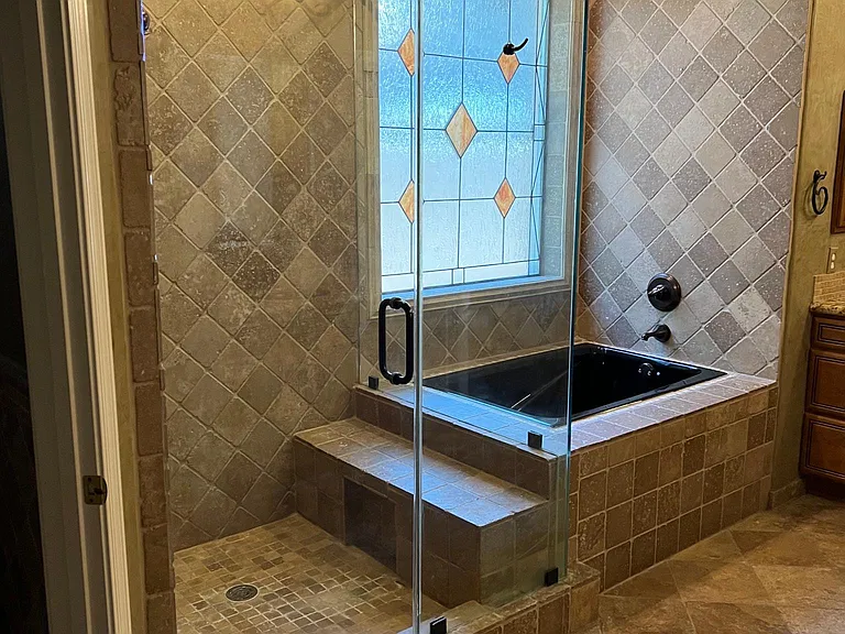 Walk in shower with soaking tub