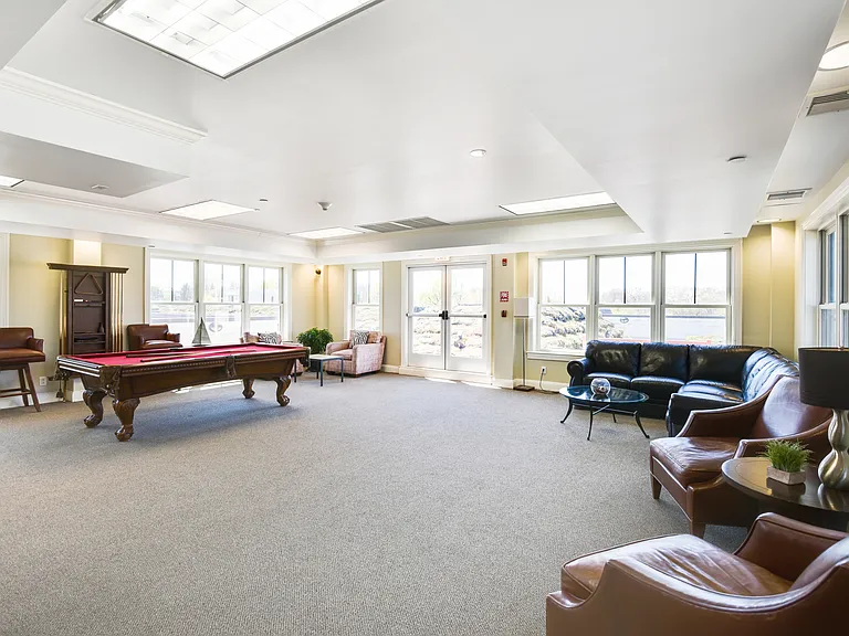 Community room with entrance to rooftop garden