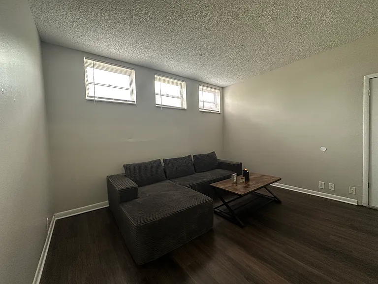 807 Living room Freshly painted, new plank floor, natural sun light through windows.