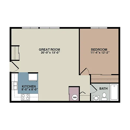 Floor plan 1 bedroom - Section 8