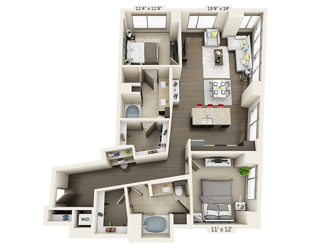 Floor plan Two Bedroom B2F