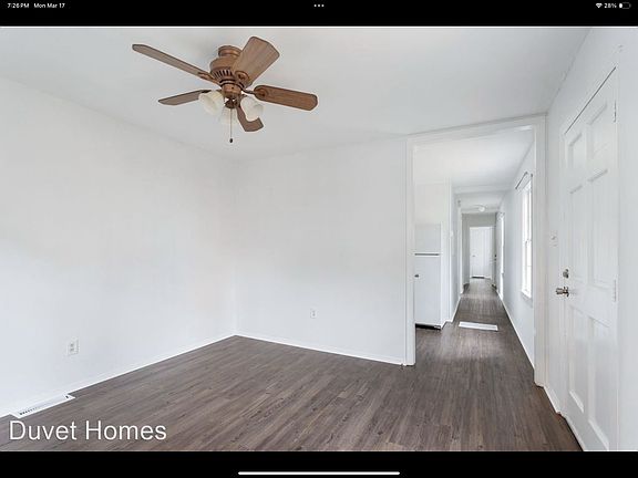 View down hallway from living room