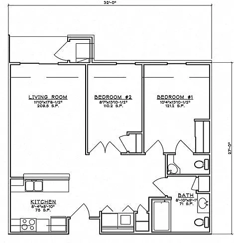 Floor plan 2 Bedroom Unit