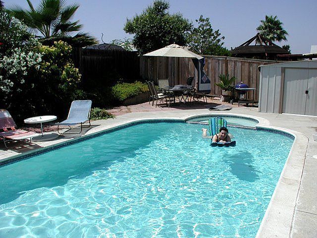 Pool, Spa and patio area