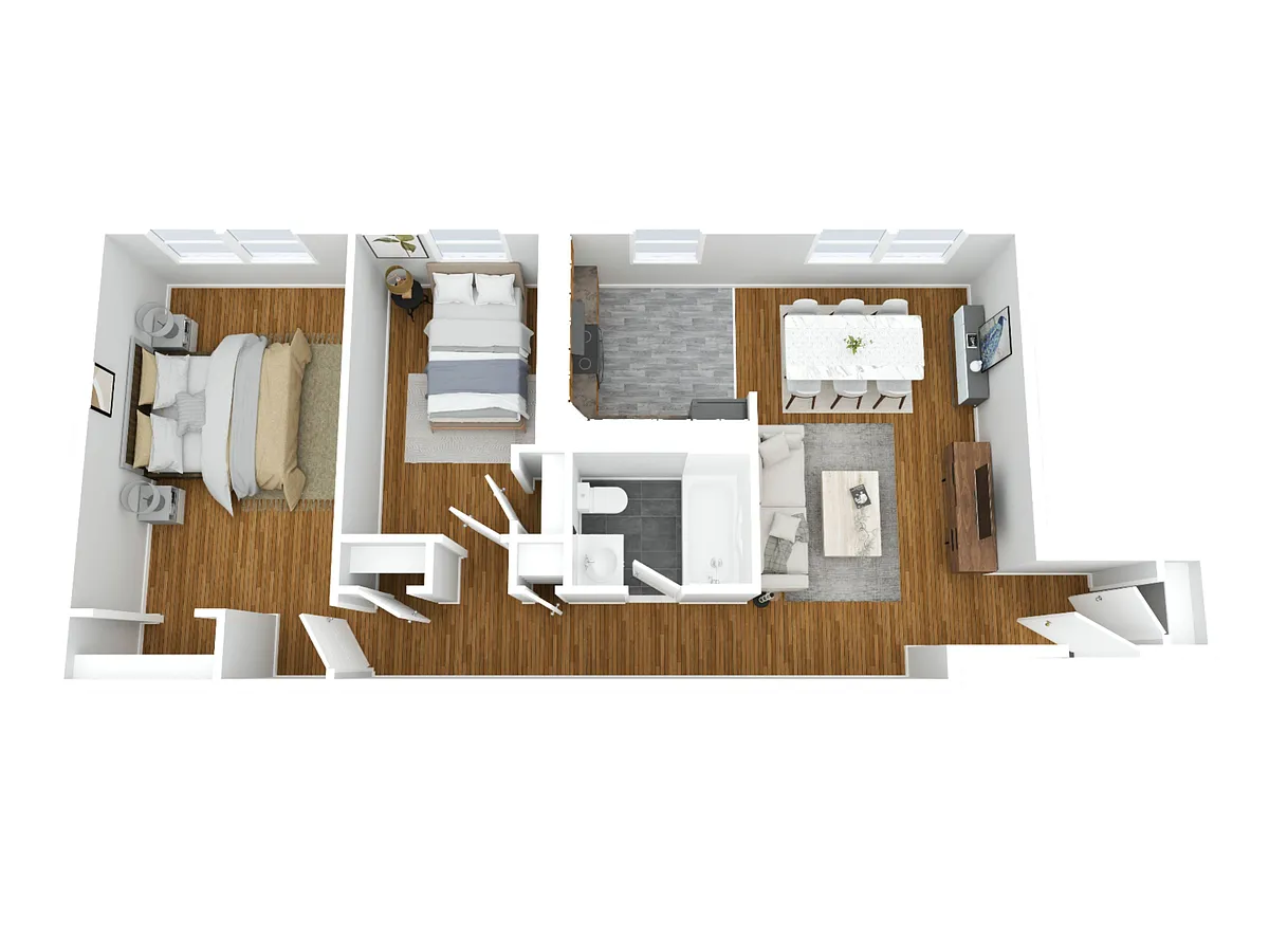 Floor plan 2BD, 1BR