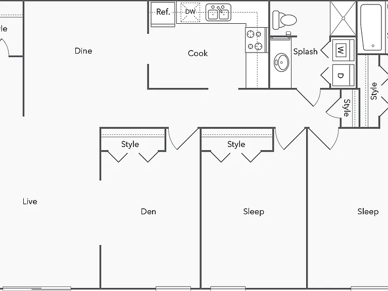 2 Bed 2 Bath with Washer Dryer & Den 2 Bed 2 Bath with Washer Dryer & Den