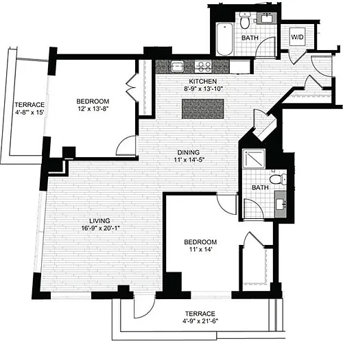 Floor plan 2 Bedrooms V