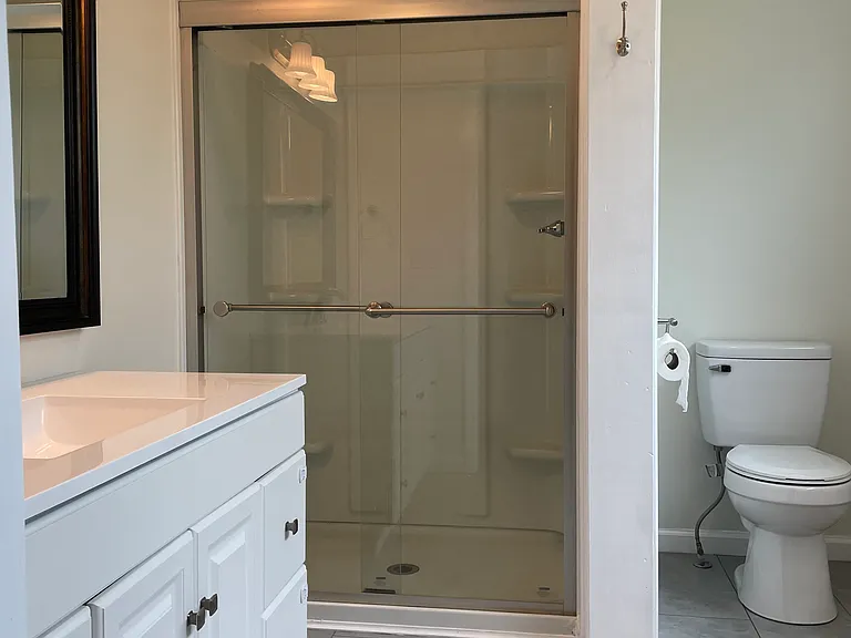 Walk in shower.
