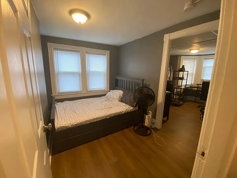 This is a full bathroom, located 0on the second floor, with a standing shower. Has a room to the right side.